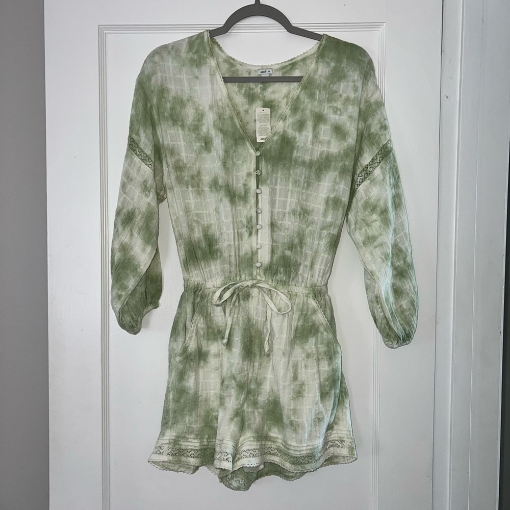 Green Tie Dye Romper NWT